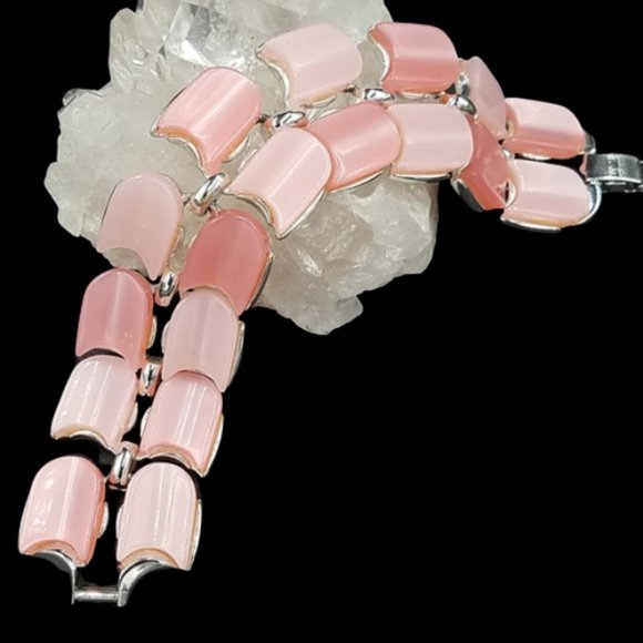 Vintage Lisner Two Tone Pink Moonglow Bracelet - Picture 1 of 6